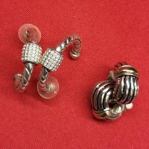 Vintage Clip and Stud Earrings Gold Tone Set of 2